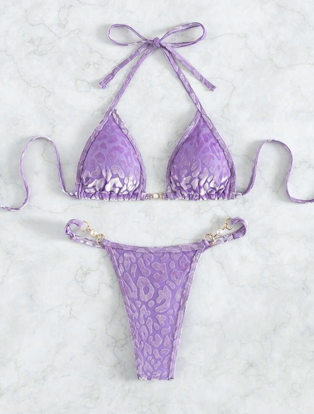 Bikini Leopardo con Perlas