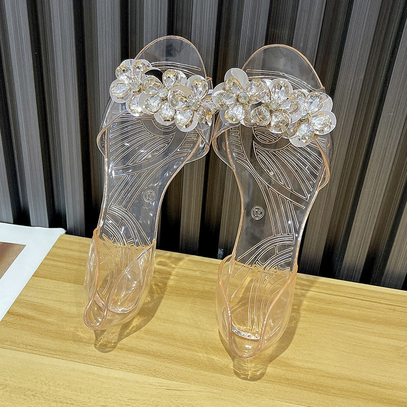 Sandalia Plana Crystal Jelly