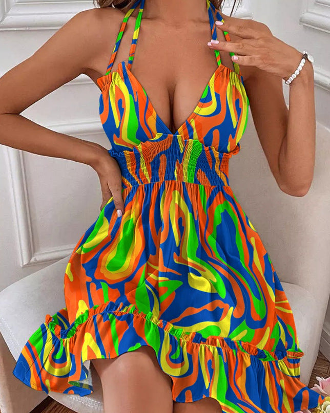 Vestido Plisado con Escote V Profundo