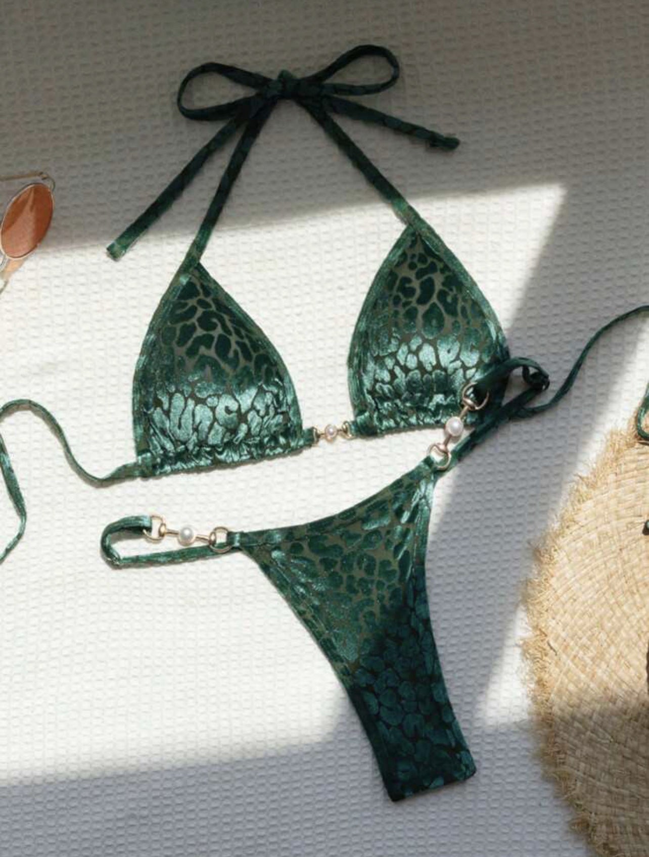 Bikini Leopardo con Perlas