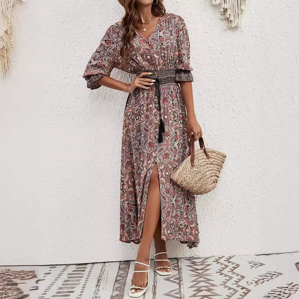 Vestido Boho de Rayón con Estampado Floral