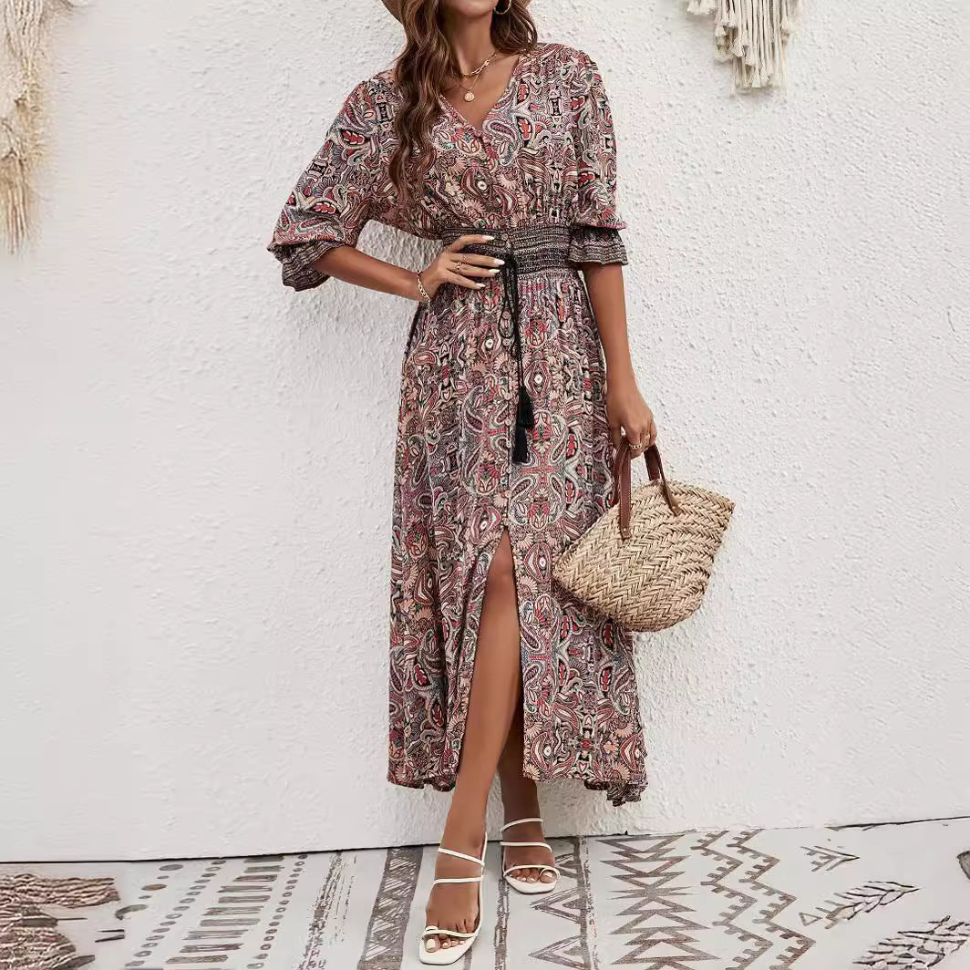 Vestido Boho de Rayón con Estampado Floral
