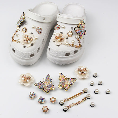 Accesorios Decorativos para Zapatos con Perlas y Mariposas