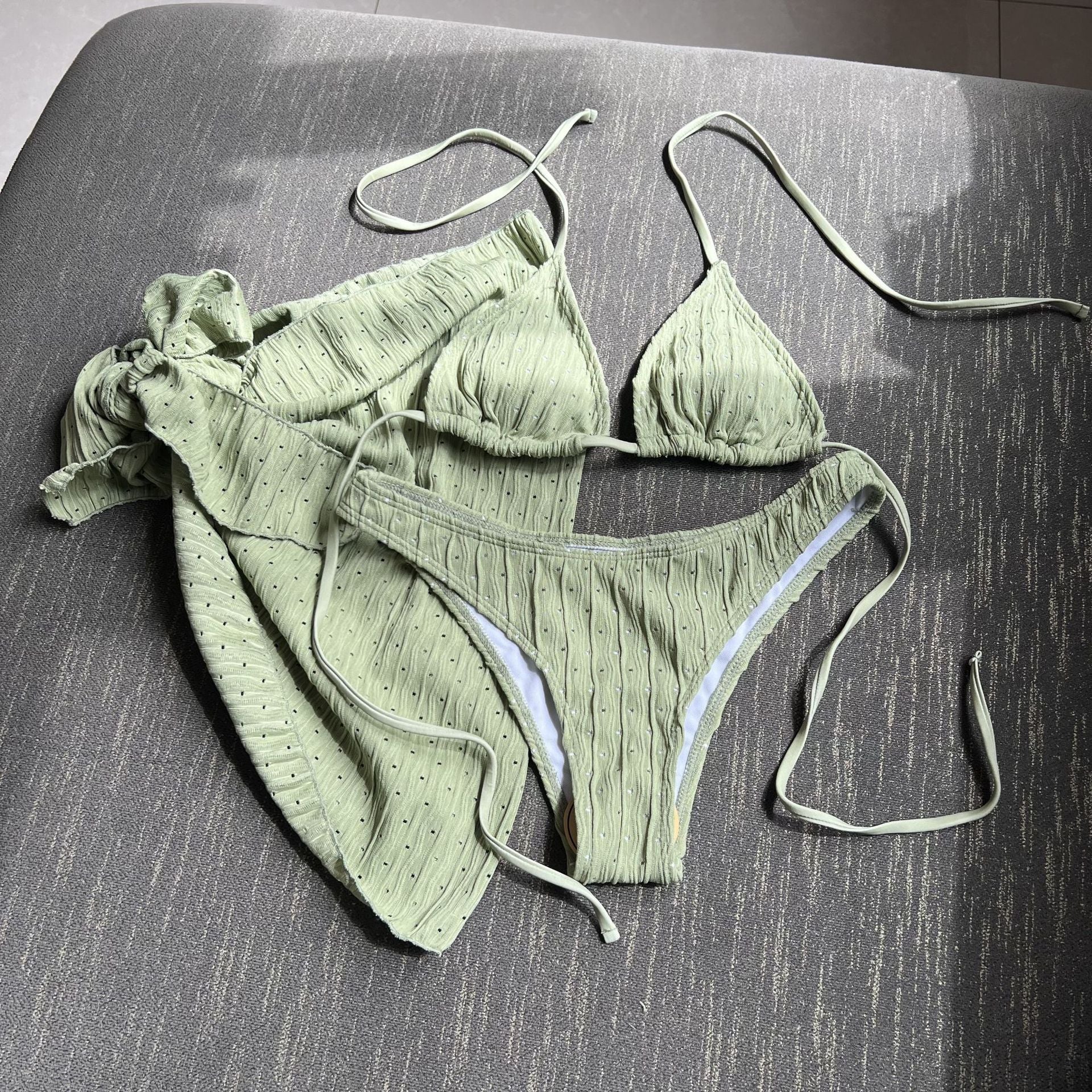 Bikini de Tres Piezas Espalda Descubierta con Cordón