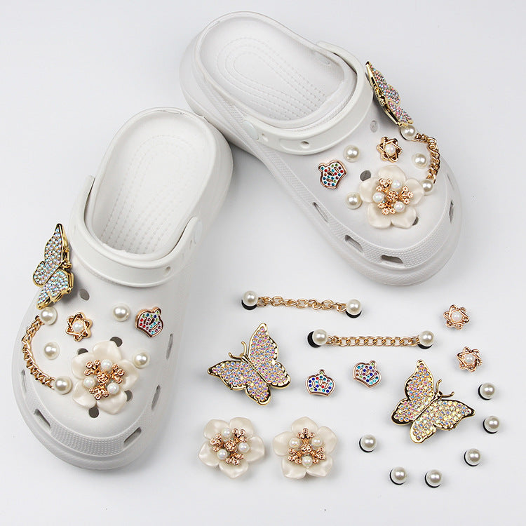 Accesorios Decorativos para Zapatos con Perlas y Mariposas