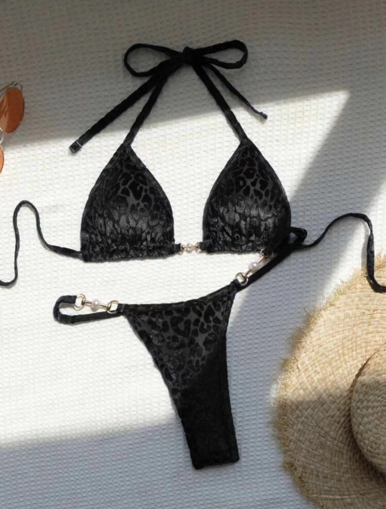 Bikini Leopardo con Perlas