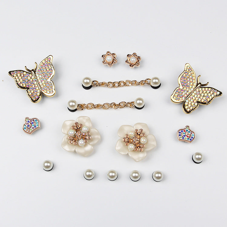 Accesorios Decorativos para Zapatos con Perlas y Mariposas