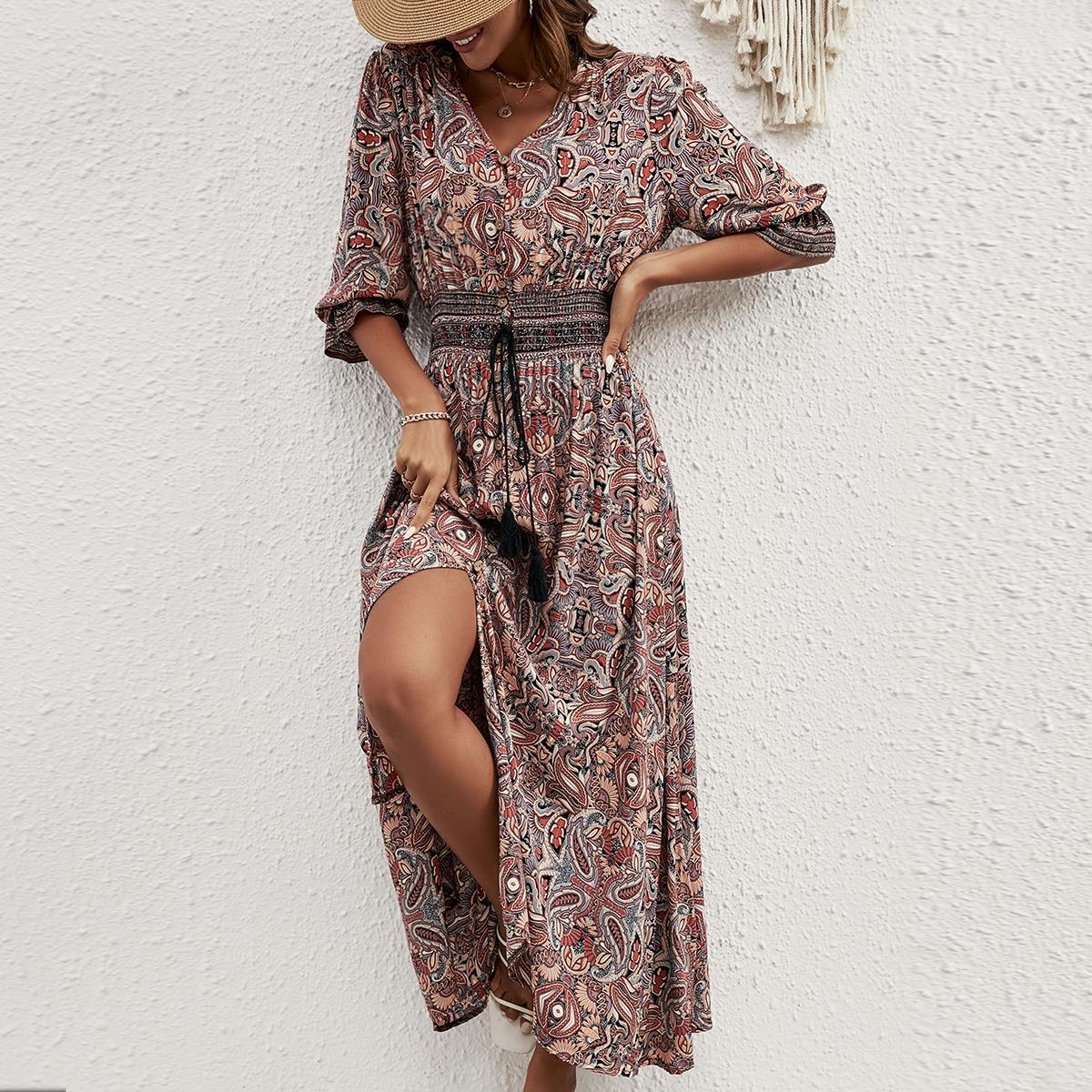 Vestido Boho de Rayón con Estampado Floral