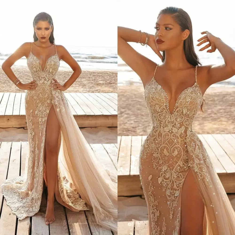 Vestido Largo de Malla con Tirantes