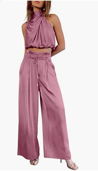 Conjunto Crop Top y Pantalón Palazzo