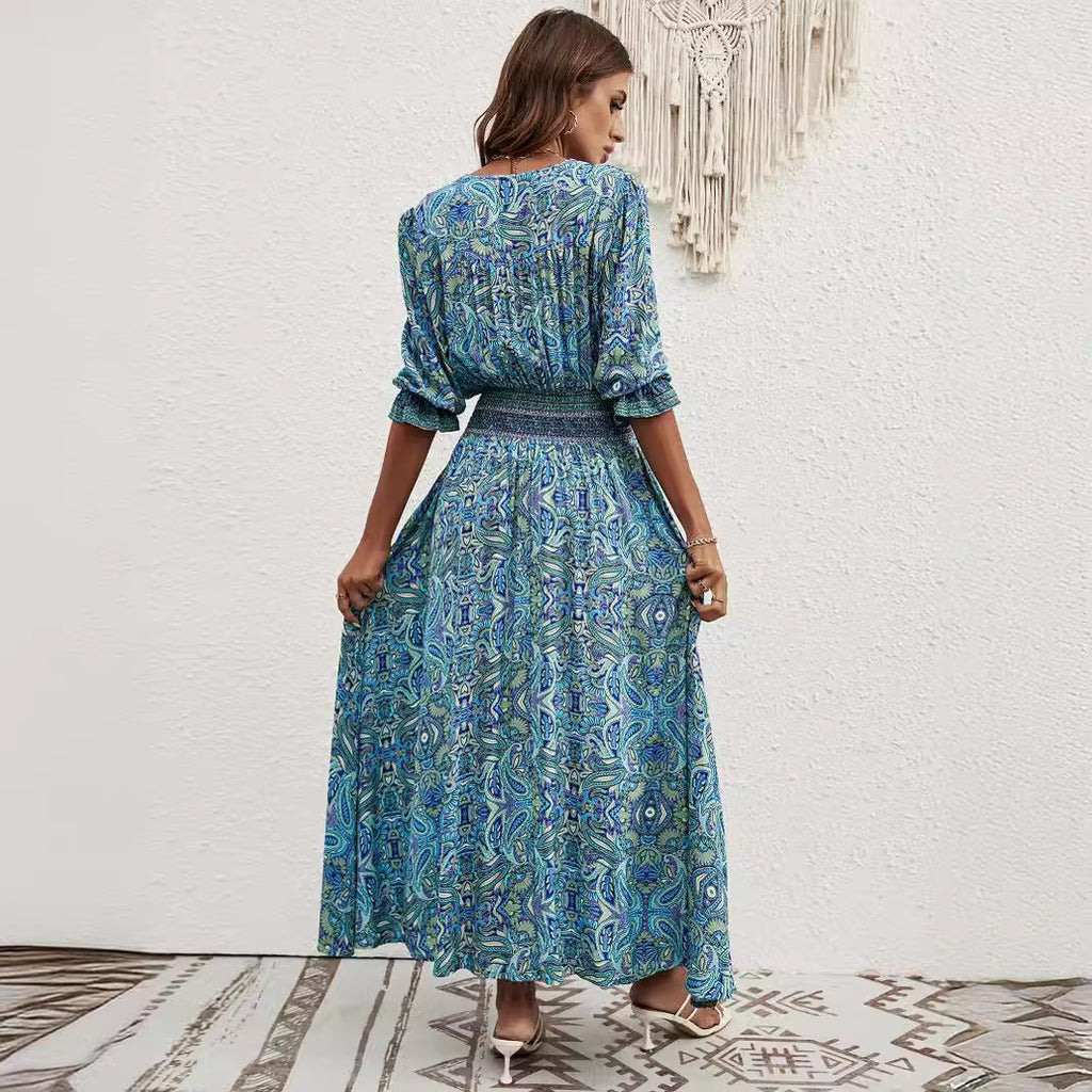 Vestido Boho de Rayón con Estampado Floral