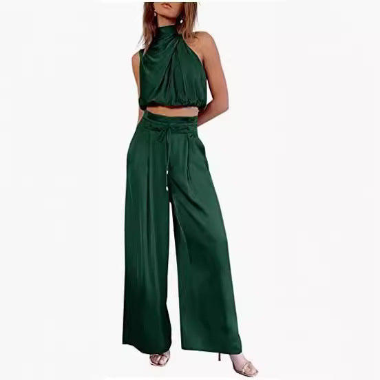 Conjunto Crop Top y Pantalón Palazzo
