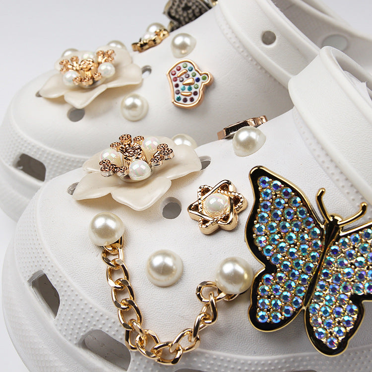 Accesorios Decorativos para Zapatos con Perlas y Mariposas