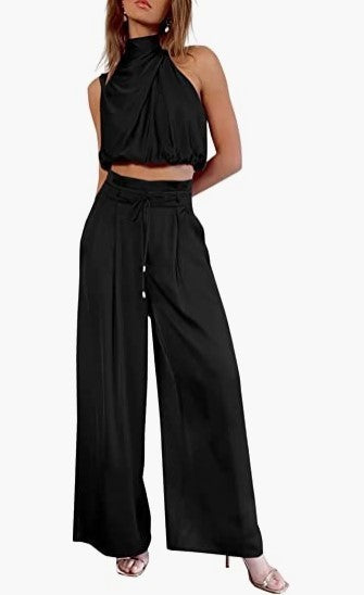Conjunto Crop Top y Pantalón Palazzo