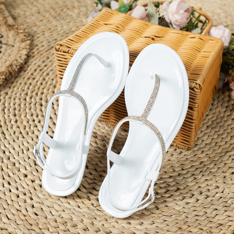 Sandalias Planas con Pedría para Mujer