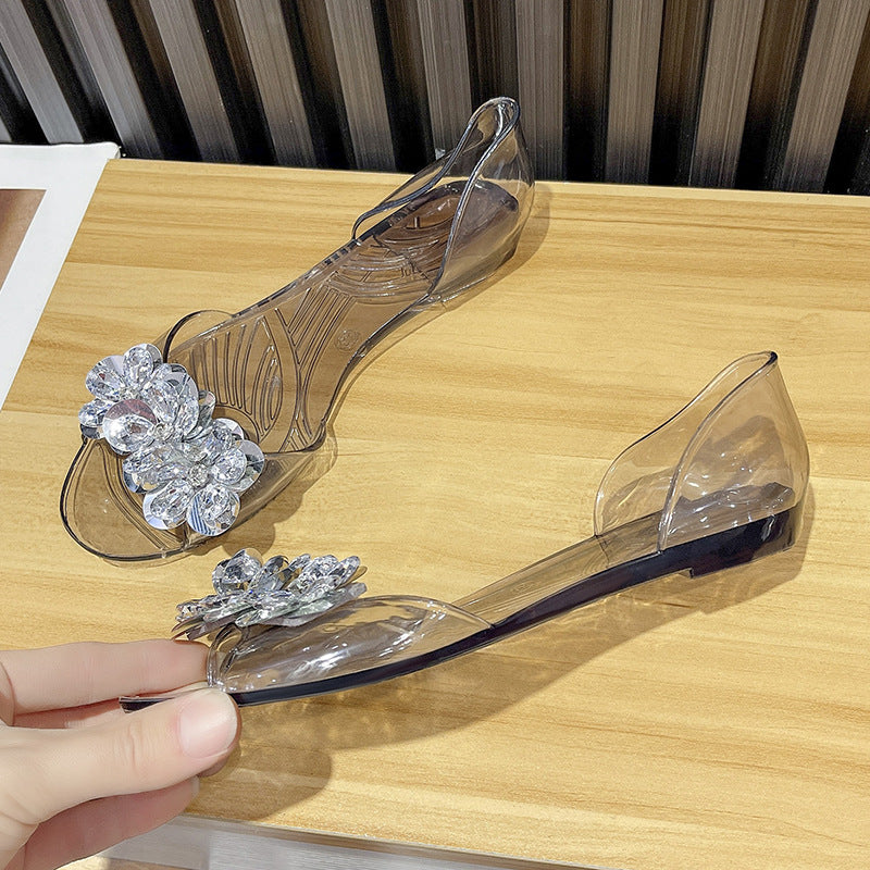 Sandalia Plana Crystal Jelly
