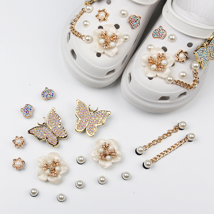 Accesorios Decorativos para Zapatos con Perlas y Mariposas