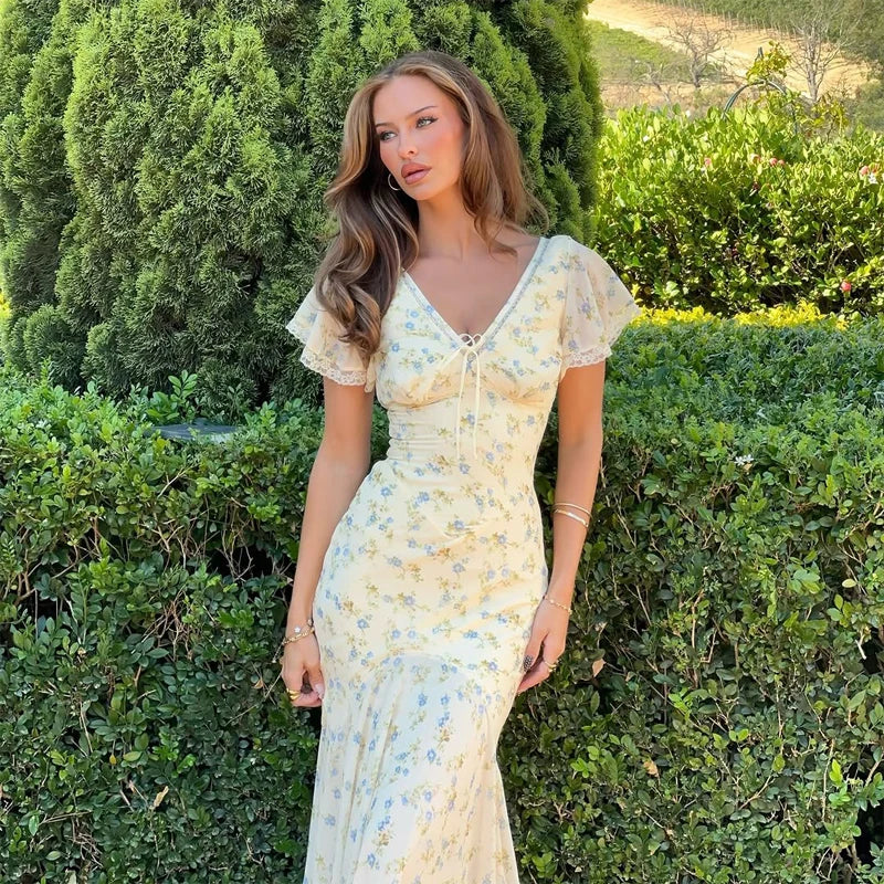 Vestido Maxi Floral de Gasa