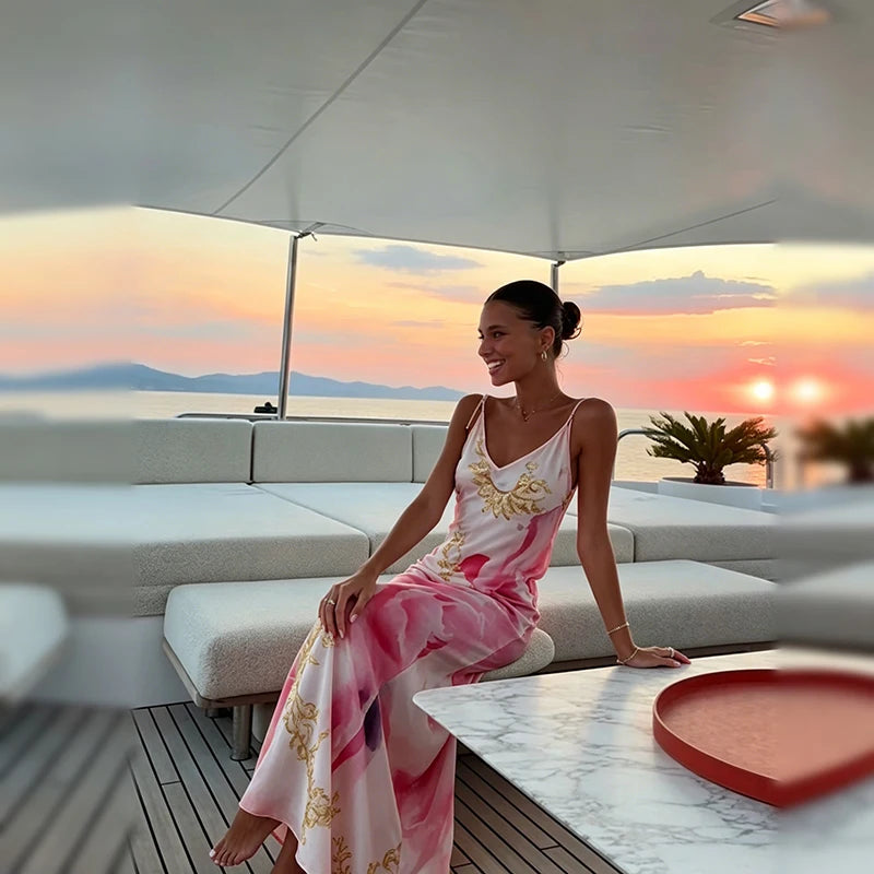 Vestido Maxi Floral Espalda Descubierta