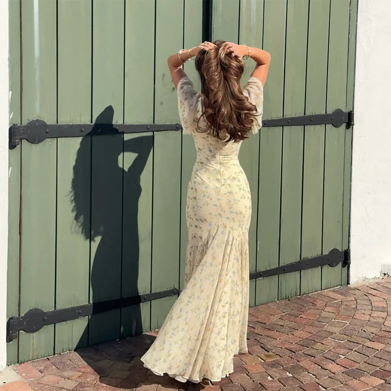 Vestido Maxi Floral de Gasa