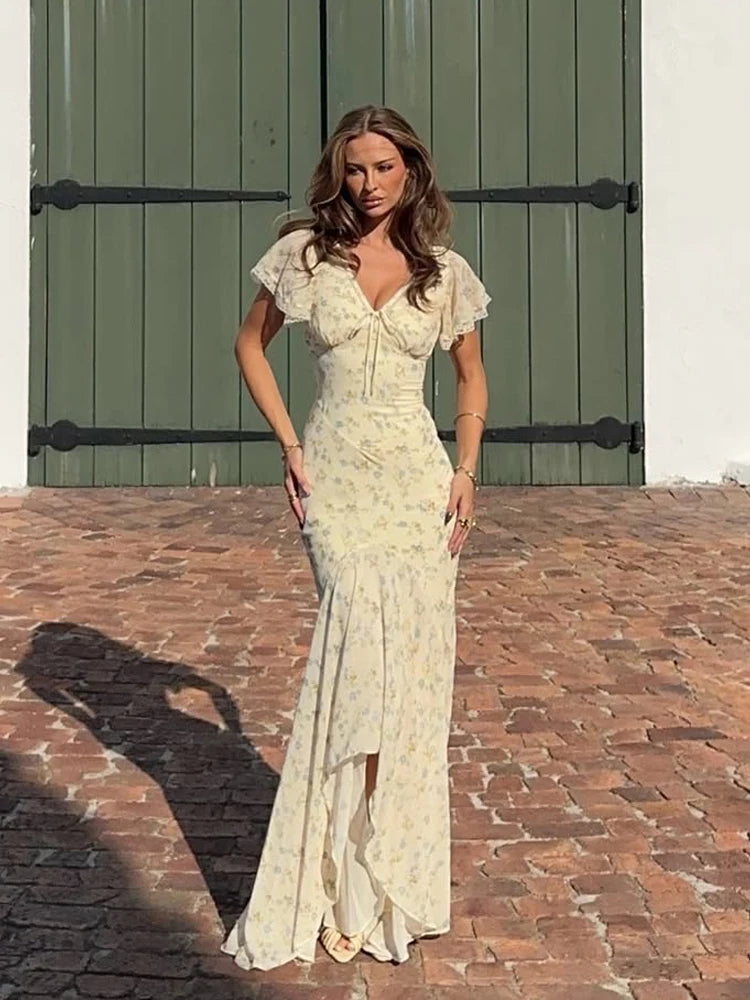 Vestido Maxi Floral de Gasa