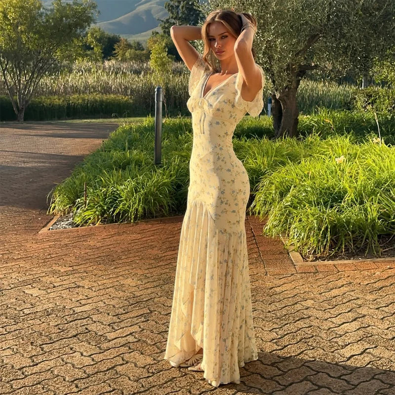 Vestido Maxi Floral de Gasa
