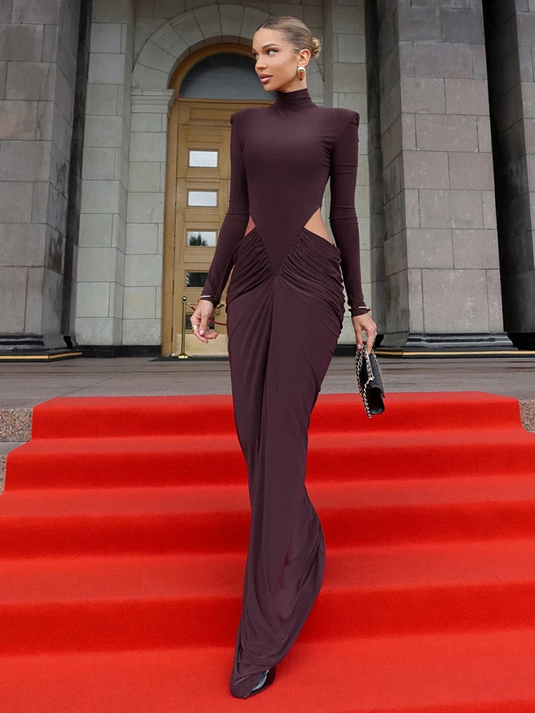 Vestido Bodycon Largo de Cuello Alto