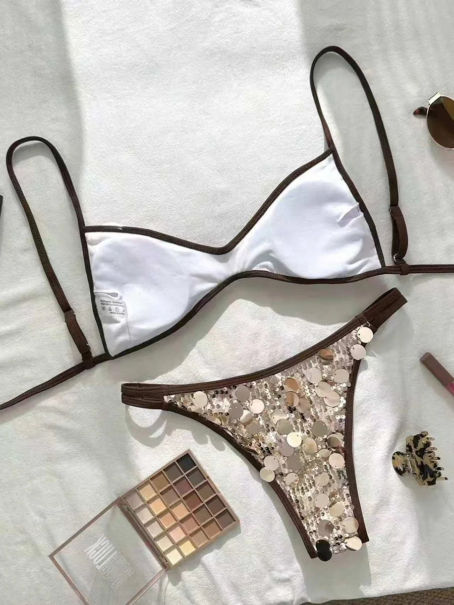 Bikini Halter con Lentejuelas