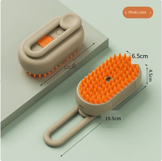 Cepillo Eléctrico 3 en 1 para Mascotas - Vapor, Limpieza y Masaje