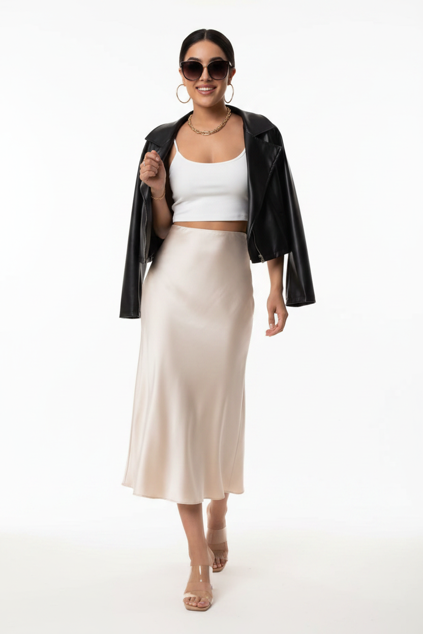 Falda Beige Blanco