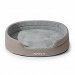 Cama oval gris fondo blanco estudio