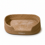 Cama oval camel marrón fondo blanco estudio